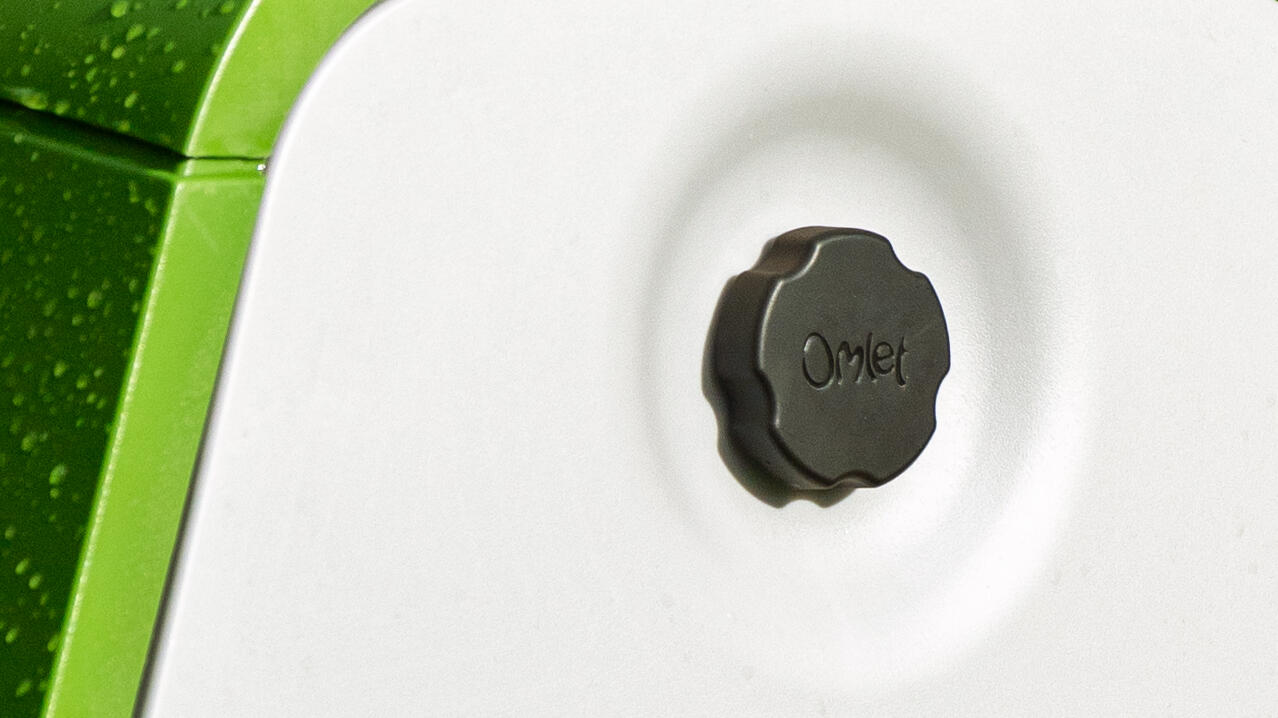 detail of door handle to the back of the eglu go up chicken coop