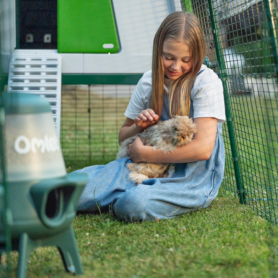 enjoy time with your chickens with the large capacity no waste chicken feeder from omlet