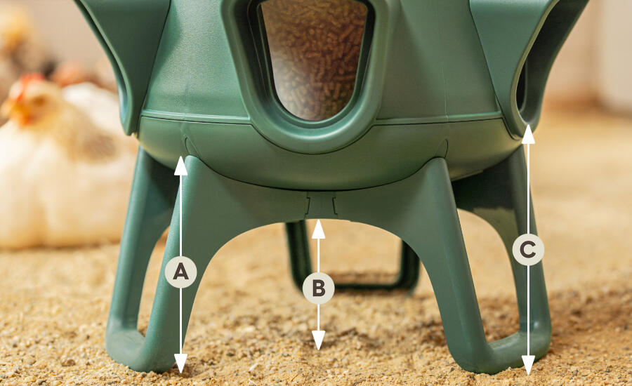 no waste chicken feeder leg dimensions