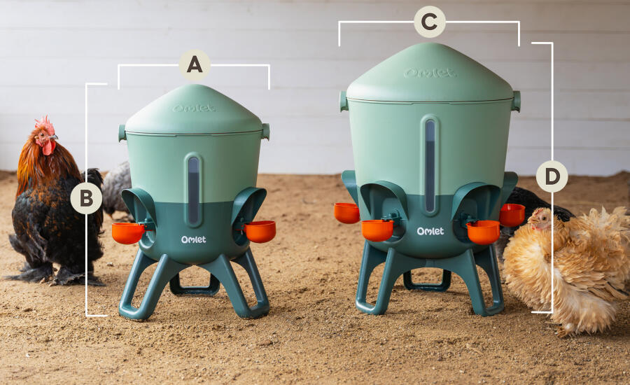 omlet insulated waterers side by side dimensions