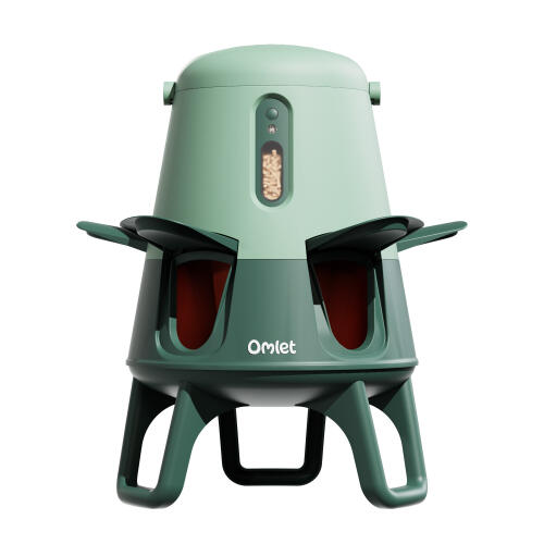smart automatic chicken feeder in sage green