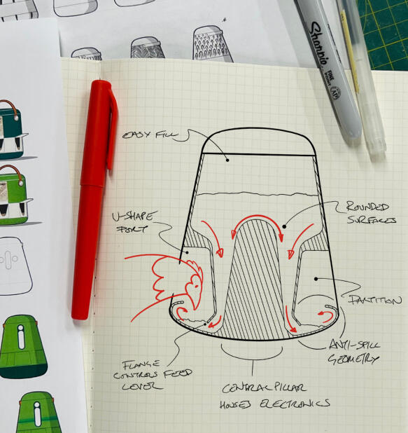 smart feeder internal design sketches