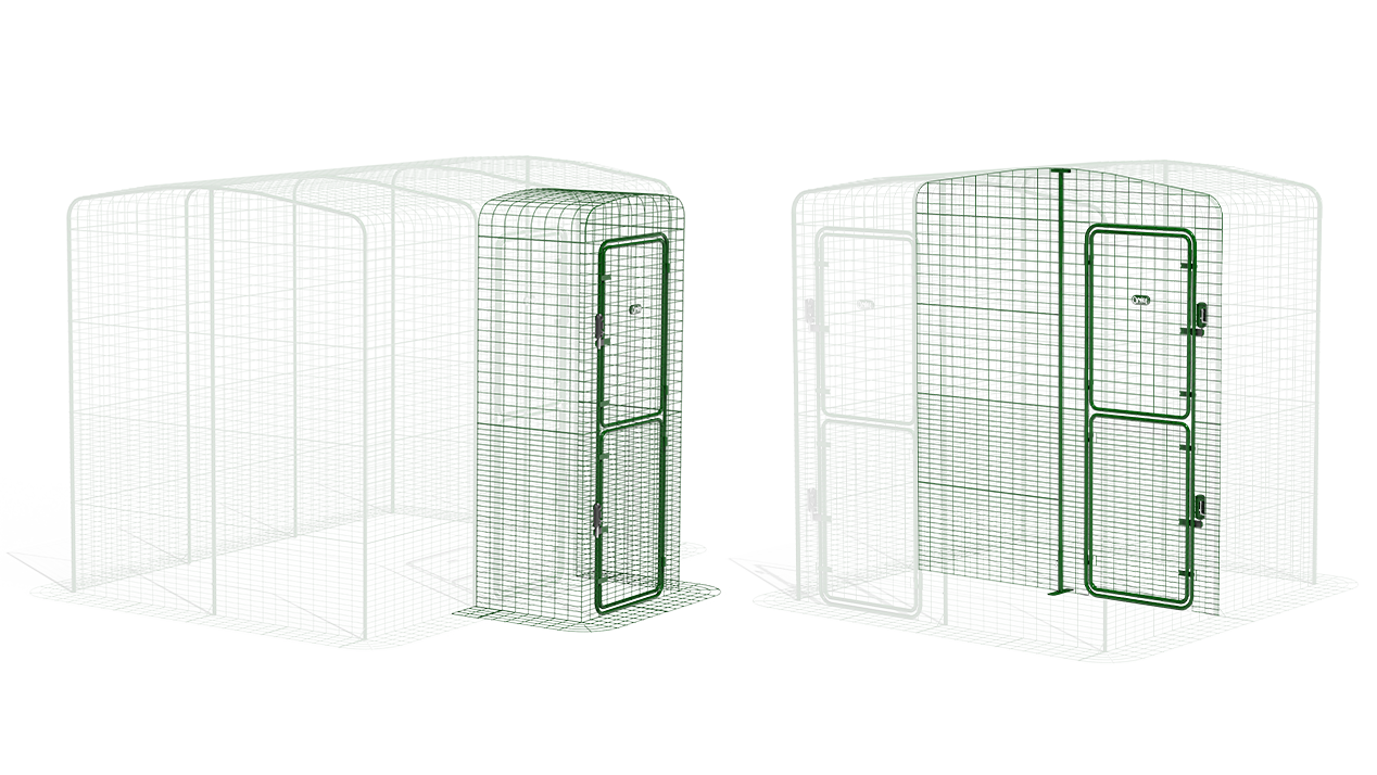 Graphic showing the Porch and Partition for the Outdoor Guinea Pig Run